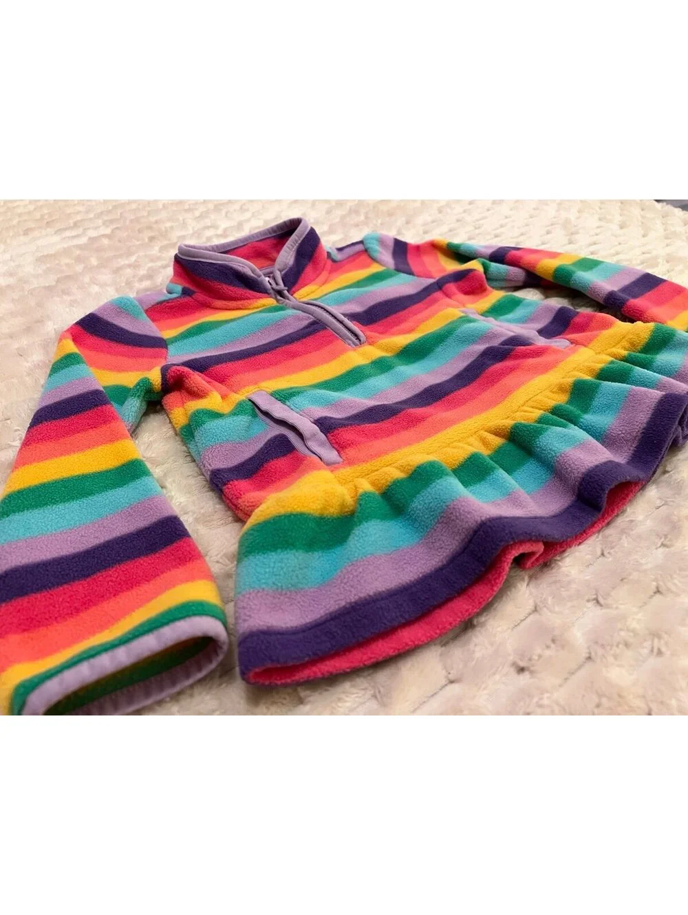 Gymboree Girls Rainbow Stripe Peplum Fleece 1/2 Zip Pullover Jacket /Top (3T)